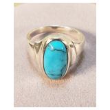 Sterling cabochon turquoise ring