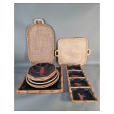 Group of serving trays and plates