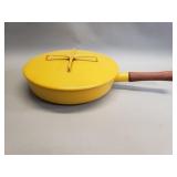 Vintage Dansk yellow enameled saute pan with lid