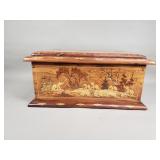 Vintage wood inlaid storage box