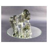 Swarovski Gorilla and baby gorilla on a mirror