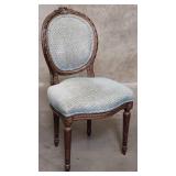 Vintage Louis XV-style carved wood upholstered