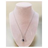 Sterling with dancing sapphire and diamond pendant