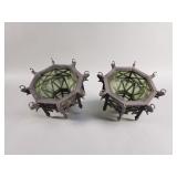 Pair of Gothic iron and glass lanterns