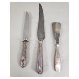 Pair of sterling silver handle knives and shoe