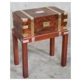 Antique walnut and brass campaign lap desk on