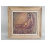 Vintage oil on canvas signed on the verso Louise