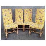 4 vintage oak high back dining chairs with