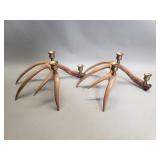 Pair of faux deer antler style candleholders
