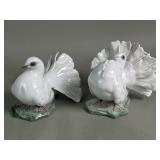 Pair of Rosenthal porcelain fan tailed pigeons