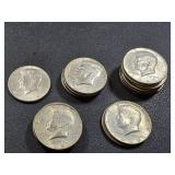 18 Kennedy silver clad half dollar coins;1965,