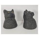 Vintage Angel ceramic black cat bust bookends