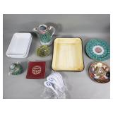 Group of porcelain and ceramic plates, teapot,