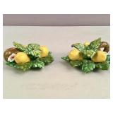 Pair of vintage Italian majolica lemon