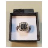 Sterling with black & white diamonds ring