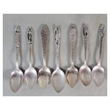 Seven sterling silver souvenir spoons