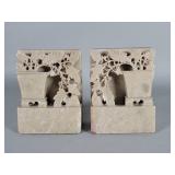 Asian soapstone bookends