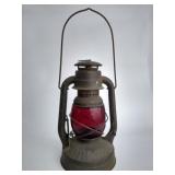 Dietz Little Wizard Red Glass Lantern Vintage