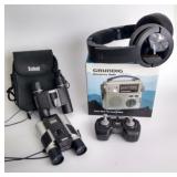 Bushnell Binoculars, Sony Headphones, Radio Lot