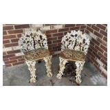 2 White Metal Outdoor Chairs Vintage