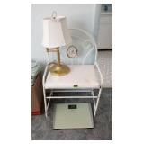 White Metal Bathroom Vanity Chair, Scale & Lamp