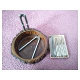 Nut Holder & Crackers, Metal Iron, terracotta wine