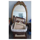 Picture Frames, Mirror, Basket