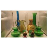 Green Glass, Blue Bud Vase, Glass Fragrance Lamp