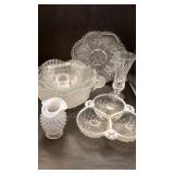 Fenton Opalescent Hobnail Vase, AH Moonstone Dish