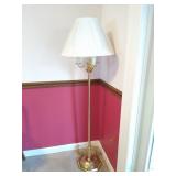 Brass Style Floor Lamp w Silk Shade