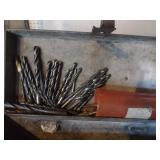 Galvanized Metal Box w/Contents of drill bits