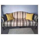 Chippendale-Style Camelback Sofa Tan & Green