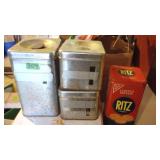 Vintage Metal Canister Set & Ritz Cracker Tin