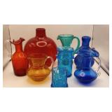 Small Crackle Pitchers & Colored Glass