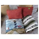 Throw Pillows & Blanket Lot