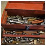 Red Metal Tool Box w/Contents