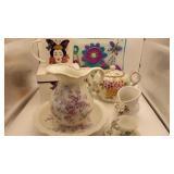 Ceramic Tea Pots, Mugs, Pitcher & Base