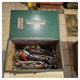 Green Wooden Tool Box w/Contents