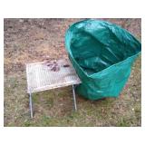 Large collapsible garden bag, small metal table