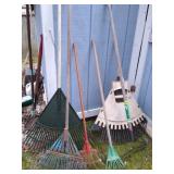 Lot of garden rakes