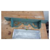 Decorative Sign & Green Wooden Hanging Shelf