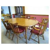 Mixed Woods Dining Table 6 Chairs and Leaf