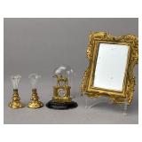 Erhard & Sohne Fluted Vases, Mirror and Clock