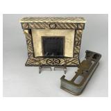 Large False Grained Fireplace, Fender and Andirons
