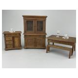 Doll Size Dining Set, Dark Oak