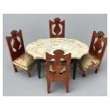 Fancy Cut Marble Top Table w/ 4 Chairs