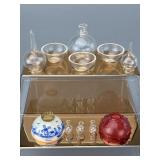 Assorted Lamp Glass and Shades, some 19th C.