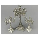 3 Metal Candelabra, German