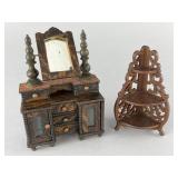 German Dresser & Walnut Corner Curio