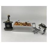 Copper Utensils, Sewing Machine, Stove, Chair